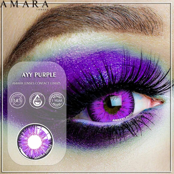 Цветные линзы для глаз фиолетовые с черным ободком Ayy purple Amara