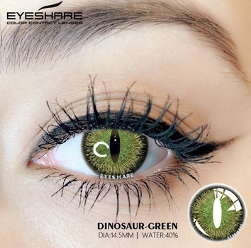 Кольорові лінзи зелені очі дракона Dinosaur Green Eyeshare