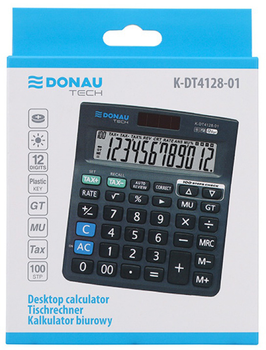 Канцелярський калькулятор Donau Tech 12-значний чорний (K-DT4128-01)