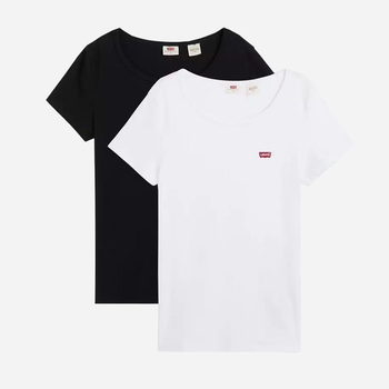 Zestaw koszulek damskich bawełnianych Levi's 2 Pack Crewneck Tee 74856-0000 XS (2 szt) Biały/Czarny (5400816191063)