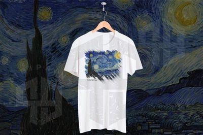 Футболка женская белая TiBi print Ван Гог "Звездная Ночь" XS