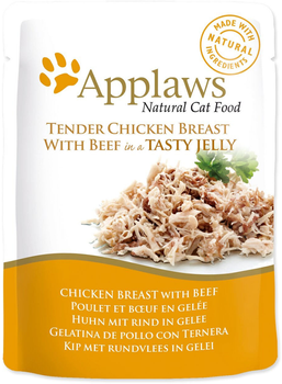 Вологий корм для котів Applaws Wet Cat Food Jelly pouch Chicken and beef 70 г (5060333430221)