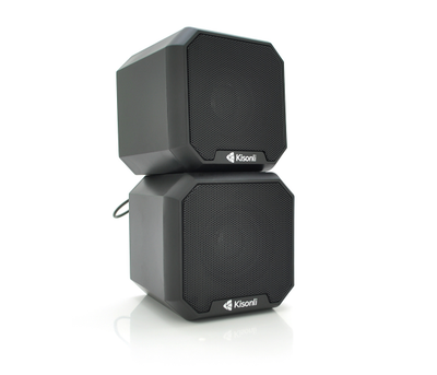 Колонки 2.0 Kisonli KS-02, для ПК і ноутбука, USB + 3.5mm, 2x3W, 20Hz- 20KHz, Black, BOX, Q50