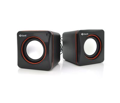 Колонки 2.0 Kisonli V400 для ПК і ноутбука, USB + 3.5mm, 2x1,5W, 20Hz- 20KHz, Black, BOX, Q80