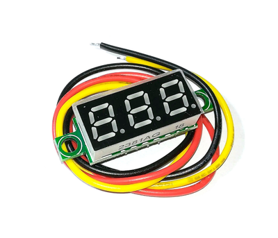 Цифровий вольтметр, діапазон вимірювань 0 -100V, 0.28, три дроти, Yellow