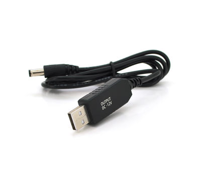 Кабель для роутера 5.5 - 2.5mm(M)- USB2.0 (Out:12V), 1м, Black, OEM