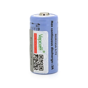 Аккумулятор 16340 CR123 Li-Ion Vapcell T8 Button Top 850mAh 3A 4.2/3.6/2.5V фиолетовый
