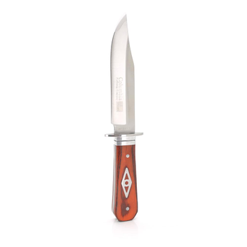 Нож для кемпинга SC-8111, Steel + red wood, Чехол