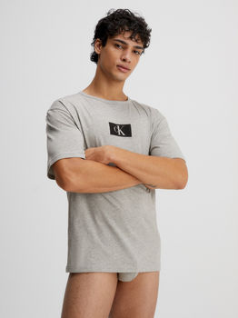 Футболка бавовняна довга чоловіча Calvin Klein Underwear 000NM2399E-P7A L Сіра (8720107555075)