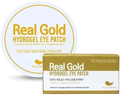 Гидрогелевые патчи c золотом для зоны вокруг глаз - Prreti Real Gold Hydrogel Eye Patch 30шт (1246156-26331459)