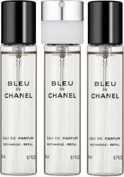 Zestaw wkładów wymiennych męskich Chanel Twist and Spray Woda perfumowana Chanel Bleu de Chanel 3 x 20 ml (3145891073102)
