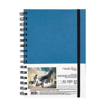 Блокнот для акварелі на пружині Rosa Studio Watercolor by Smiltanis блакитний А5 200 г/м2 32 аркуші (16920551)