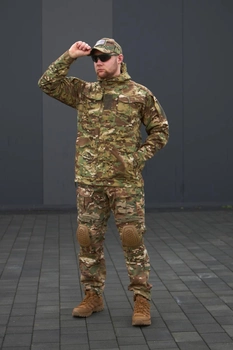 Тактический костюм Куртка парка и брюки с наколенниками цвет мультикам размер 4XL
