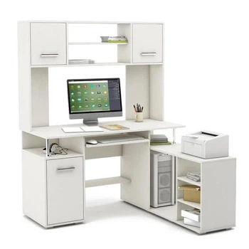 Куток школяра з письмовим столом з тумбою 130×165×130 см білий