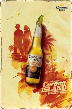 Металлическая табличка "Corona Extra (Welcome To Corona Island The Place To Be)" (ms-104396)