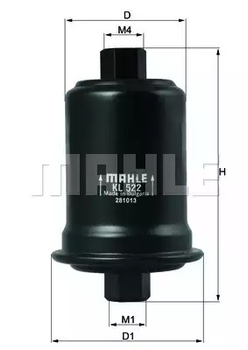 Фільтр паливний Toyota Land Cruiser 3.4 96-02/Hyundai Sonata 2.0-2.7 96-04, MAHLE/KNECHT (KL522)