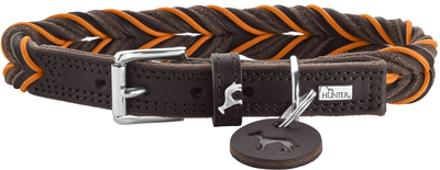 Obroża dla psów Hunter Solid Education Cord M L 60 cm Dark Brown/Orange (4016739693198)