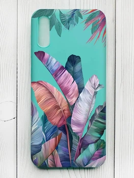 Матовый бирюзовый чехол на Xiaomi Redmi 9А :: Тропики (принт 372)