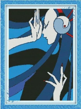 Набір для вишивання за нанесеною на канву схемою "Fashion girl". AIDA 14CT printed 34*47 см