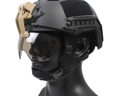 Защитные очки с Shroud Креплением для шлема FAST MICH ClefersTac S82 - Маска для шлема 3мм, Баллистические очки, Защитная маска на каску (50230760A)
