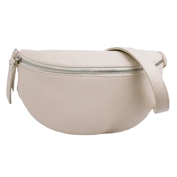 Сумка женская бананка из натуральной кожи Genuine leather 18410 бежевая