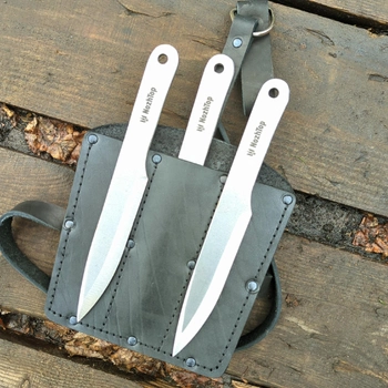 Подарочный набор из трех ножей Характерник 250мм с ножнами