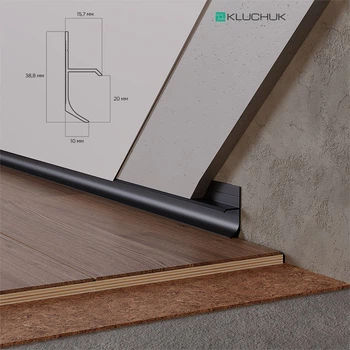 Плінтус прихованого монтажу LED Kluchuk 39х16х2500 чорний ALU-S4016