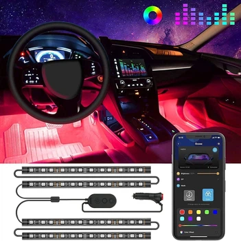 Светодиодное освещение салона автомобиля Govee Smart Car LED RGB, управление приложением, музыкальный режим, Bluetooth