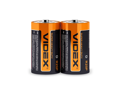 Батарейка солевая Videx shrink R2OP / D 2 шт
