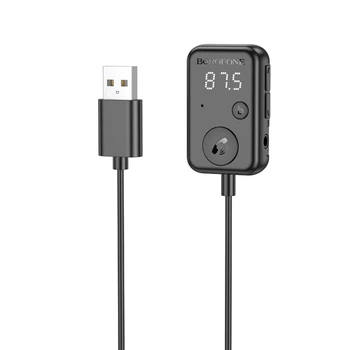 Аудиоадаптер универсальный Borofone June car BT TF FM transmitter BC49 Black