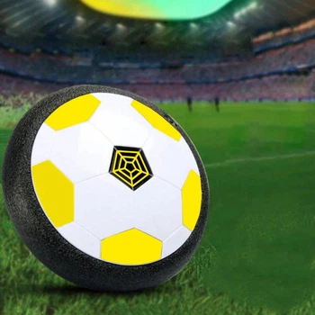 Интерактивный летающий футбольный мяч для дома Детский аэромяч Hoverball с LED Желто-белый