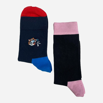 Набор женских носков прикольных высоких хлопковых Happy Socks 00-4046*15 36/40 2 пары Черный/Синий (2200005069318)