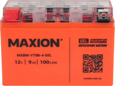 АКБ мото гелевый 12V 9-А/Ч L+ (Maxion) (150x70x105) YT9B-4 GEL