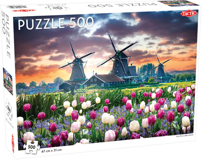 Puzzle Tactic Old Mills and Tulips 500 elementów (6416739566528)