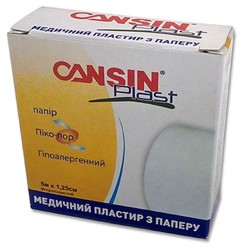 Пластырь бумажный Cansin Plast 5м*1.25см