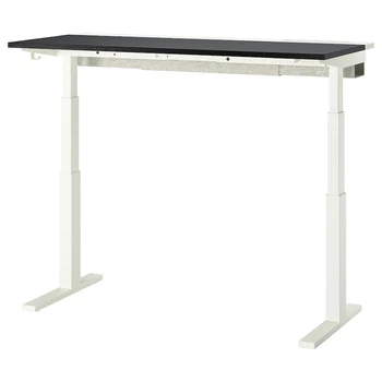 Комп'ютерний стіл з регулюванням висоти IKEA MITTZON 140x60 см ясеневий шпон чорна морилка/білий (495.282.84)