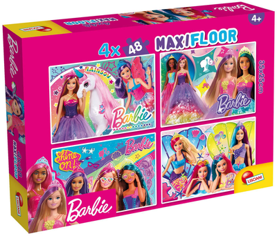 Puzzle Lisciani MaxiFloor Barbie 4 x 48 elementów (8008324099467)