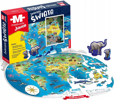 Puzzle Demart Mappuzzle Junior Zwierzęta świata 20 elementów (9788379126910)