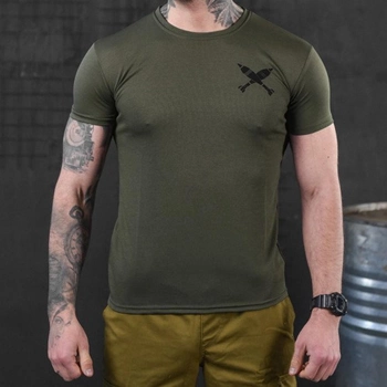 Потовідвідна чоловіча футболка з принтом Coolmax олива розмір M