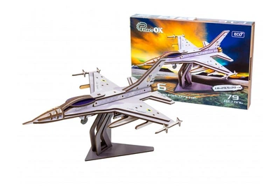 Дерев'яний конструктор PuzzleOK Літак F16 295*200*180 мм, 79 деталей