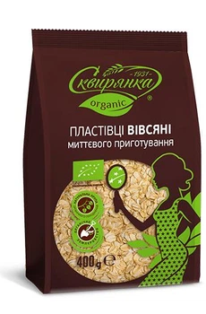 Пластівці вівсяні органічні миттєвого приготування Сквирянка 400 г х 12 шт