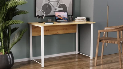 Комп'ютерний стіл Ferrum-decor Курт 75x140x70 білий ДСП Дуб Артізан 32мм (KURT2261)