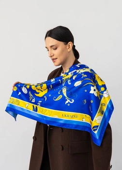 Хустка патріотична (атлас) 90х90 см (С90150-37)