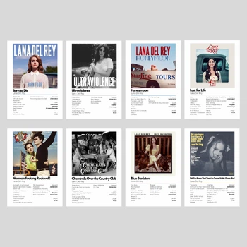 Набор постеров Lana Del Rey / Лана Дель Рей (8 шт, Born to Die / Ultraviolence / Honeymoon)