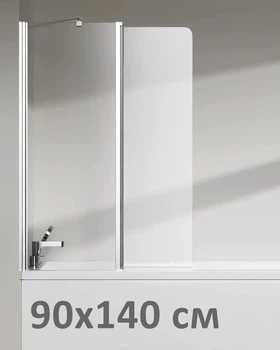Скляна шторка для ванни AVKO Glass W436 Срібло, двостороння, гартоване скло Simply Glass, 50+40х140 см