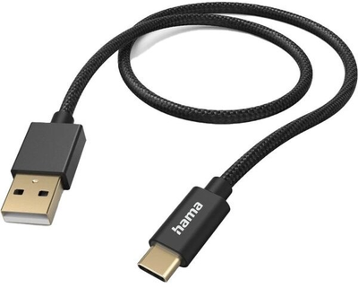 Kabel Hama Fabric USB Type-A - USB Type-C M/M 1.5 m Black (4047443487063)
