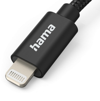Kabel Hama Fabric USB Type-C - Lightning M/M 1.5 m Black (4047443486400)