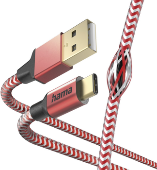Kabel Hama Reflected USB Type-C - USB Type-A M/M 1.5 m Red (4047443486844)
