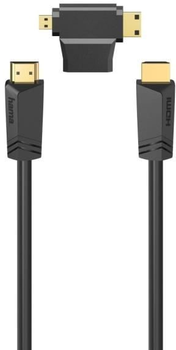 Kabel Hama HDMI + Adapter mini/micro HDMI F/M 1.5 m Black (4047443434661)