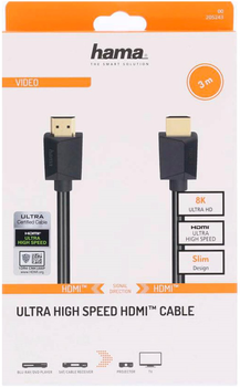 Kabel Hama Ultra High Speed HDMI - HDMI M/M 3 m Black (4047443439116)